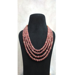 Collar con cuentas de rubí natural 22 pulgadas 4 capas forma lisa 10-12mm cuentas redondas de fresa Rosa estilo liso - Product Image 1