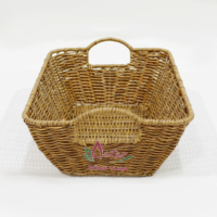 Panier de rangement rectangulaire Artex Dong Thap avec poignées, fait main, écologique, durable, moderne, en polyrotin, couleur et taille personnalisables