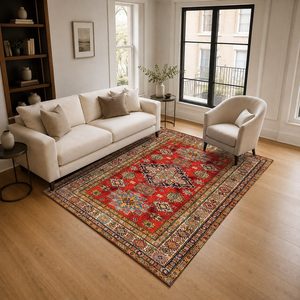 <b>RUGS</b> DEPOT LXDP-1001 Wholesale Red Burgundy Modern Vintage Digital Printed Machine Washable Chenille Area <b>Rug</b> <b>Non</b> <b>Slip</b> - Product Image 2