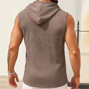 New Style <b>Men's</b> <b>Sleeveless</b> <b>Hoodies</b> Winter Workout Casual Solid Color 100% Cotton Breathable Eco-Friendly Fleece in Best Price - Product Image 2