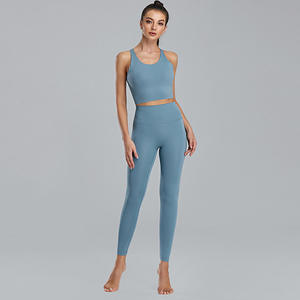 Ensemble de vêtements actifs 2 pièces pour femmes taille haute Legging soutien-gorge de sport survêtements d'entraînement vêtements de sport lavés pour les sports de yoga - Product Image 5