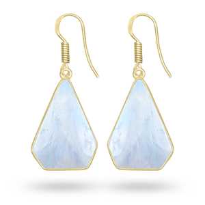 Bijoux pour femmes tendance, boucles d'oreilles pendantes en pierre de lune synthétique arc-en-ciel, bijoux en laiton plaqué or 18 carats, vente en gros 2026 - Product Image 2