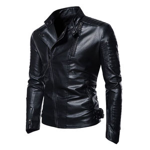 Veste en cuir véritable pour hommes avec logo personnalisé OEM Service Veste en cuir tendance pour hommes avec fermeture éclair pour l'hiver à vendre - Product Image 2