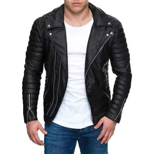 Chaqueta de invierno de alta calidad Casual chaqueta de cuero genuino hombres logotipo personalizado diseñador en blanco puro de talla grande chaquetas de cuero para hombres - Product Image 3
