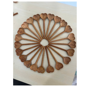 Cucharas de madera de haya natural, utensilios de cocina y servicio ovalados duraderos al por mayor - Product Image 3