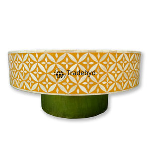 Mesa de centro artesanal con incrustaciones de hueso para interiores modernos Acento de sala de estar hecho a mano por Tradebyd Bone Inlay Console Flair - Product Image 3