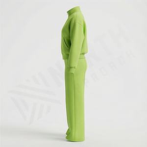 Conjunto de Dos Piezas para Mujer al por Mayor, Chaqueta con Capucha y Cremallera, Pantalones Cortos por Encima de la Rodilla, Ropa Deportiva Informal para Calle y Gimnasio - Product Image 3