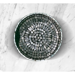 Top vente maison vaisselle nourriture collations Dessert plateau de service en nacre avec motif floral bleu plateau de Table basse - Product Image 4