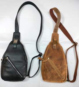 Sac à bandoulière pour homme en cuir véritable vintage L-214 avec logo Crazy Horse, grande capacité - Product Image 1