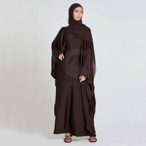 Vêtements islamiques personnalisés Abaya pour femmes Robe musulmane Abaya pour femmes Robe décontractée de couleur unie Costume deux pièces Abaya pour femmes Robe musulmane - Product Image 2