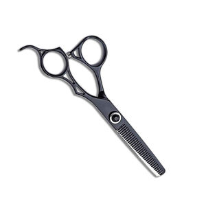 Ciseaux amincissants élégants de cheveux de haute qualité couleur noire ciseaux amincissants de cheveux en acier allemand avec vis fantaisie - Product Image 3