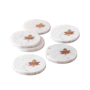 Marble Tea Coaster Tile Flower Luxury Tea Cup Stone Coaster Marble Stone & Metal Inlay Cup Coasters Custom Size - Product Image 6