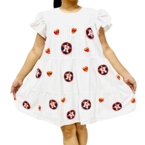 Custom Casual Game Day Kids Attire High Quality <b>Toddler</b> Summer <b>Dress</b> Ruffle Sleeves Infant <b>Dress</b> Made-to-order Game Day <b>Dress</b> - Product Image 4