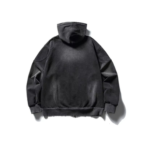 Sweat à capuche zippé pour homme de haute qualité, personnalisé, délavé à l'acide, surdimensionné, en coton, lourd, en molleton, zippé, pour homme - Product Image 2