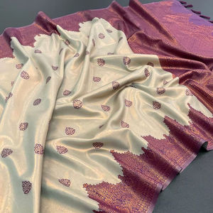 Elegante Look Indian Boutique Kanjivaram Seda Saree Alta calidad Invierno Moda Diseñador Tradicional Exclusivo Fancy Party Nupcial - Product Image 1