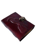 Vintage cuir corbeau fait à la main livre de sorts celtique wiccan journaux pour l'écriture prop brun gaufrage deckle Art papier journal