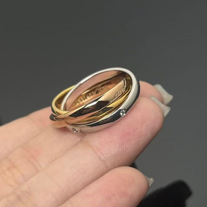 Resoul <strong>Cartier</strong> Tri-color Three-Band <strong>Rings</strong> for Woman Trendy Ins-Style Waterproof 18K Gold-Plated Stainless Steel <strong>Ring</strong> - Product Image 6