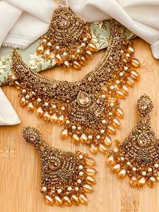 Authentic <b>Pakistani</b> Indian Traditional Classic Bridal <b>Jewelry</b> Set Ethnic Silver Plated Stainless Steel Anniversary Colorful - Product Image 4