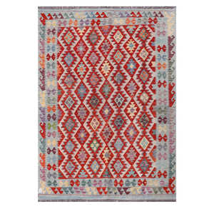 Alfombra Kilim de Maimana, Afganistán, 246 x 174 cm, Juego de Alfombras - Product Image 1