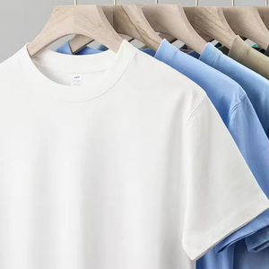 Promotion de l'usine T-shirt blanc uni de luxe imprimé en coton avec logo lourd grande taille pour hommes - Product Image 1