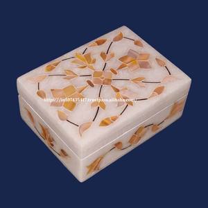 Caja de incrustaciones de mármol de diseño único de producto de calidad superior MOP azul con uso de Material de nácar para almacenamiento de joyas caja de artículos de regalo - Product Image 3