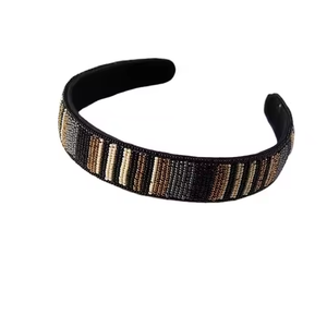 Blue Colored High Quality Vintage Handmade Seed Beads <b>Headband</b> Blue Multi Color Glass Beads Hairbands Elegant Stylish <b>Headbands</b> - Product Image 2