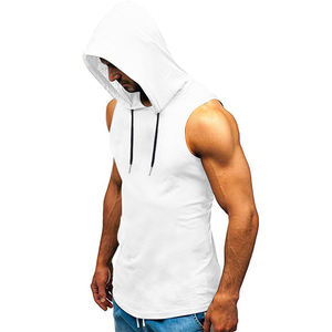 เสื้อแขนกุดมีฮู้ดการออกกำลังกายของผู้ชายเสื้อถักน้ำหนักเบามีโลโก้กำหนดเองระบายอากาศสไตล์ลำลอง - Product Image 2