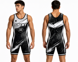 SINEWY Men's Custom Sublimation Wrestling Singlet Fitted Moisture Wicking Stretch <b>Athletic</b> Wear for Adults - Product Image 1