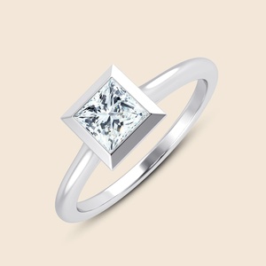 แหวนเพชรทรงปรินเซสแบบลอยตัว น้ำหนักเบา 0.3 กะรัต F-VS ผลิตจากทองคำแท้ 14K ผลิตภัณฑ์ขายส่ง - Product Image 2