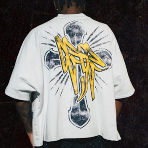 Street Sage Vintage Graphic T-shirt en coton surdimensionné pour hommes femmes Trendy Loose Fit Crew Neck Casual Streetwear Tissu tricoté - Product Image 6