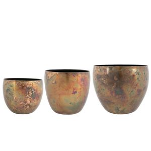 Jardinières en métal martelé dorées de luxe, style moderne du milieu du siècle, pot à fleurs en laiton pour la décoration intérieure d'hôtel, grand récipient rond pour plantes - Product Image 5