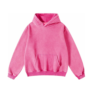 Vente en gros de sweat à capuche pour homme vintage surdimensionné 500Gsm respirant et lourd en polaire délavé à l'acide avec logo sur le devant longue longueur pour l'hiver - Product Image 1