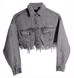 Chaqueta de mezclilla teñida lisa de otoño para mujer Chaqueta de mezclilla de precio de fábrica al por mayor personalizada Chaqueta de mezclilla de punto de otoño estándar para mujer - Product Image 1