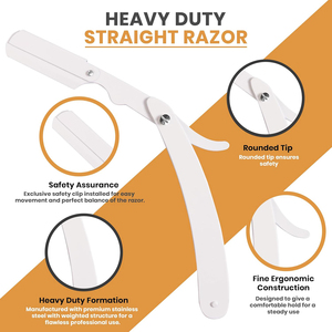 Rasoir droit professionnel pour hommes avec manche en plastique et paquet de 10 lames en acier inoxydable rasoir de sécurité à bord droit pour barbier - Product Image 3