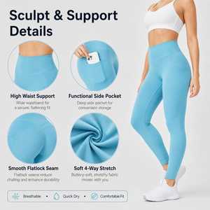Leggings da Yoga a <span class=keywords><strong>Vita</strong></span> Alta per Donna, Asciugatura Rapida, Traspiranti, Elasticizzati <span class=keywords><strong>in</strong></span> 4 Direzioni, Pantaloni da Allenamento - Product Image 2