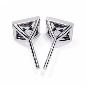 Pendientes de Oro de 18K con Diamantes Cultivados en Laboratorio, Corte Princesa, Engaste Geométrico, Oro Rosa y Oro Blanco, Elegantes y con Estilo - Product Image 6