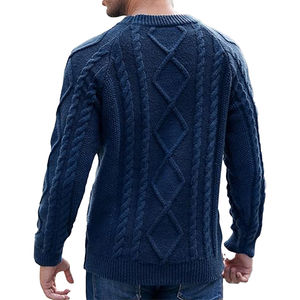 Premium personnalisé OEM ODM pour hommes 100% coton respirant Jacquard pull col rond à manches longues pull en tricot - Product Image 2