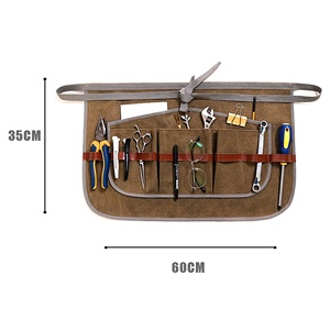 ผ้ากันเปื้อนผ้าแคนวาสแบบปรับได้พร้อมกระเป๋าเครื่องมือหนังมีสายคาดเอว - Product Image 4
