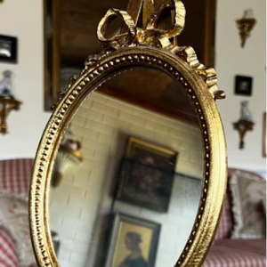 Italian Florentine Ribbon Oval Wood Gold Ornate <b>Mirror</b> - Product Image 1