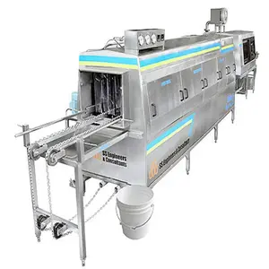 Mesin cuci Stainless Steel untuk keranjang plastik baja tahan karat industri jenis terowongan Jumbo ayam unggas peti mesin cuci