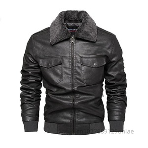 Chaqueta de Motociclista de Cuero SANAULLAH SONS Unisex Otoño Invierno con Cuello de Felpa, Cortavientos, Impermeable, Transpirable, Manga Larga, Talla Grande - Product Image 5