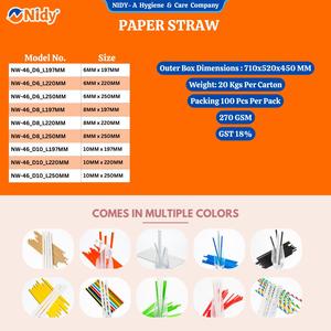 หลอดกระดาษย่อยสลายได้ Nidy |   หลอดดูดน้ำปลอดภัยสำหรับอาหาร เกรดอาหาร ปลอดภัยต่อสิ่งแวดล้อม เหมาะสำหรับสมูทตี้ น้ำผลไม้ งานปาร์ตี้ ร้านกาแฟ ร้านอาหาร และการใช้งานในชีวิตประจำวัน - Product Image 2