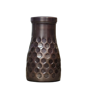 Fine Quality <b>Copper</b> Water <b>Bottle</b> With Embossed Floral Patten Design Rectangular Shape <b>Bottle</b> For <b>Drinking</b> Office Carrying <b>Bottle</b> - Product Image 2
