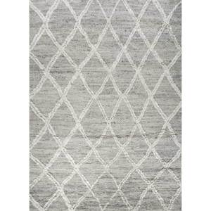 พรมขนสัตว์ถักมือ Zuri สีเทาและสีดำ ขนาด 9x12 ฟุต รูปทรงสี่เหลี่ยมผืนผ้า สไตล์โบโฮแบบนามธรรม สำหรับตกแต่งบ้าน พรมทอแบนจากเส้นใยปอกระเจา - หมายเลขรุ่น Skwl-572 - Product Image 1