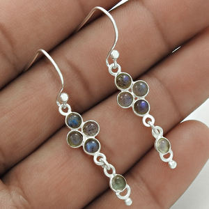 Simple Unique 925 Sterling Silver Bijoux Faits À La Main Naturel Labradorite Pierres Précieuses Chic Lunette Ensemble Boucle D'oreille Pour Femme Fournisseur En Vrac - Product Image 5