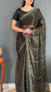 Nouveau concepteur indien femme Saree bas prix indien pour femme indien pakistanais fête porter pur Satara avec lourd Siloski travail Saree - Product Image 6