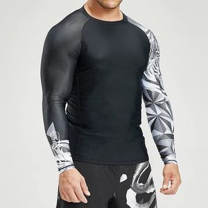 Imprimir RashGuard Hombres Manga larga Protección UV MMA Rash Guard camiseta Logotipo personalizado Alta elasticidad Hombres Fitness Manga corta personalizada - Product Image 1