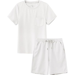 Premium 100% Cotton Solid T-shirt Shorts Set Breathable Fabric Summer Casual Wear Street Style Soft Comfortable Daily Outfit - Product Image 1
