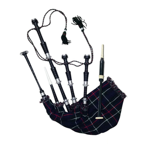 Expertly Crafted Royal Stewart <b>Tartan</b> Bagpipe With Rosewood Brown Detailing for Scottish Custom Made Black Rosewood Bagpipe - Product Image 1
