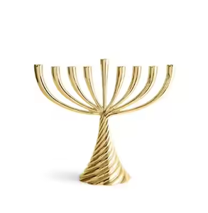Hanukkah menorah โลหะแบบดั้งเดิมสีทองเทียนเจ็ดสาขาชาวยิวสำหรับตกแต่งบ้านโดยการตกแต่ง - Product Image 3
